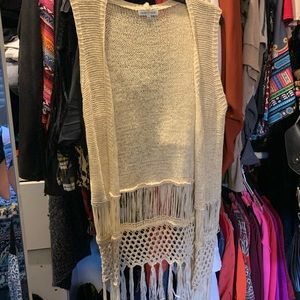 Cream colored boho style sweater vest